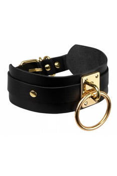 KINKY DIVA O-RING COLLAR BLACK/GOLD