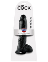 King Cock 10' Cock with Balls Black dildo z jądrami czarne 25 cm