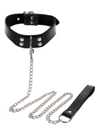 Obroża z ekoskóry ze smyczą Taboom Elegant Collar and Chain Leash Black