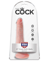 King Cock 6' Cock with Balls Flesh dildo z jądrami cieliste 15cm