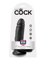 King Cock 7' Cock with Balls Black dildo z jądrami czarne 18cm