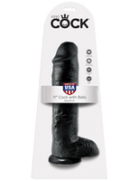 King Cock 11' Cock with Balls Black dildo z jądrami czarne 28 cm