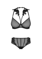 Petitenoir Tulle Petitenoir Set Out Of Plunge Underwired Bra With Embroidery And Briefody Ouvert Xl Noir Handmade
