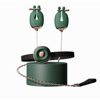 No.2 Vibrating Nipple Clamps And Choker Set Green Qingnan