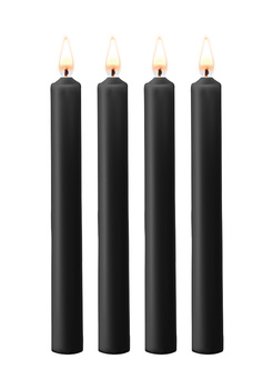 Ouch! Teasing Wax Candles Large 4-pack Black - czarny zestaw długich świec do BDSM