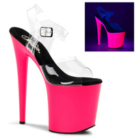 Sandały UV na platformie Flamingo-808UV Clear / Neon Pink 8 (38,5) Pleaser
