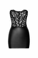 Sukienka F212 Powerwetlook And Lace Minidress Xxl Noir Handmade
