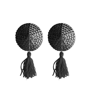 Nasutniki z kryształkami i frędzelkami Ouch! Nipple Tassels Round Black