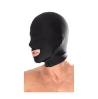 Maska Fetish Fantasy Series Spandex Open Mouth Hood Black Pipedream