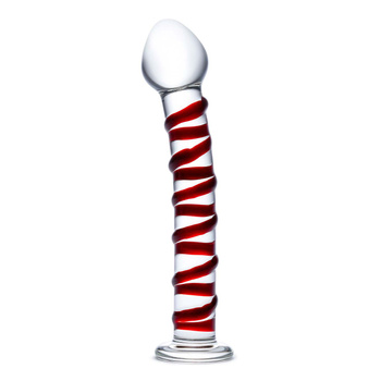 Żebrowane szklane dildo Glas Mr. Swirly Glass Dildo