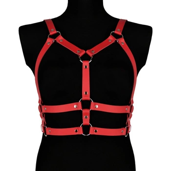 Czerwona Skórzana Uprząż Na Ciało Salma Karess