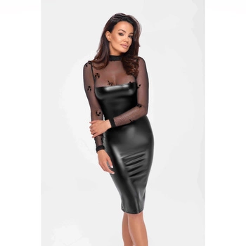 Sukienka Midi F310 Sublime Wetlook Midi Dress S Noir Handmade