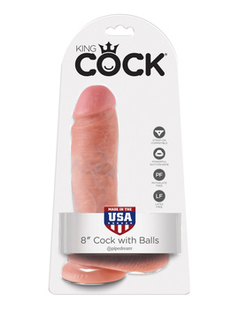 King Cock 8' Cock with Balls Flesh dildo z jądrami cieliste 20cm