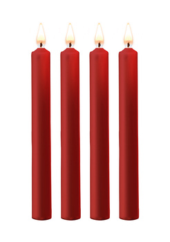 Teasing Wax Candles Large 4-Pack Red - Червоний набір довгих свічок для BDSM Ouch! by Shots