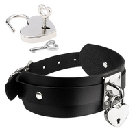 Нашийник з Замком Heart Lock & Key Collar Black/Silver Kinky Diva