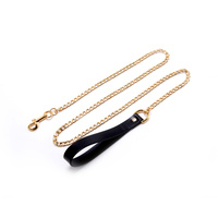 Золота Повідка З Шкіряною Ручкою Upko Leash UPKO