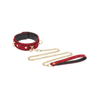 Kinbaku Ukiyoe Red Rosy Leather Collar And Leash Liebe Seele