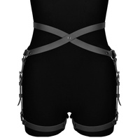 Чорна шкіряна упряжка на стегна Alisa Karess