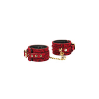 Кінбаку Ukiyoe Red Rosy Lamb Leather Ankle Cuffs Liebe Seele