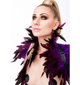 Шаль з пір'я Feather Shoulder Wrap Purple Kinky Diva