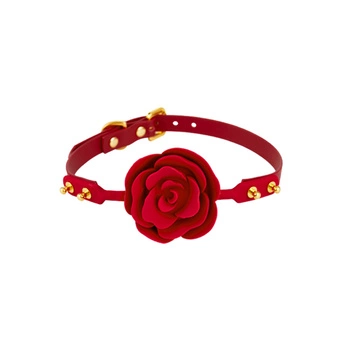 Силіконовий Кляп У Формі Рози З Червоними Стропами Zalo & Upko Rose Ball Gag Red Straps UPKO