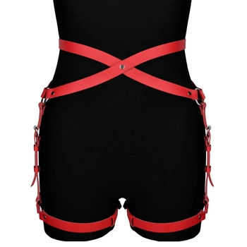 Червона шкіряна упряжка на стегна Alisa Karess
