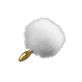 Металевий корок з кролячим хвостиком Upko Rabbit Fur Bunny Tail Small Butt Plug UPKO