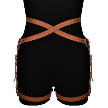 Коричнева шкіряна упряжка на стегна Alisa Karess