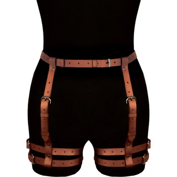 Коричнева шкіряна упряжка на стегна Amelia Karess